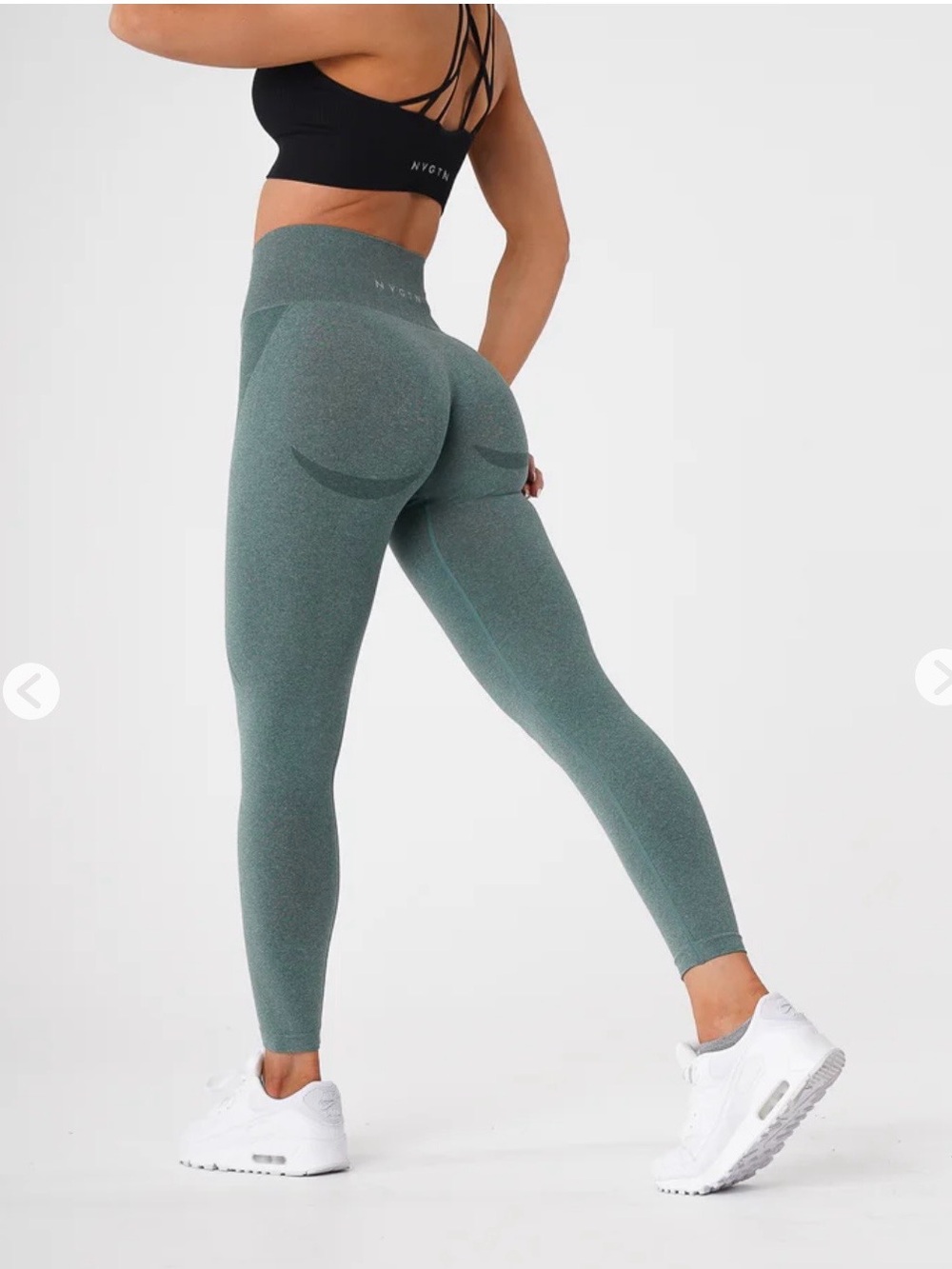 NVGTN "Forest Green" Contour Seamless XS Leggings Gym Workout Butt Enhancing